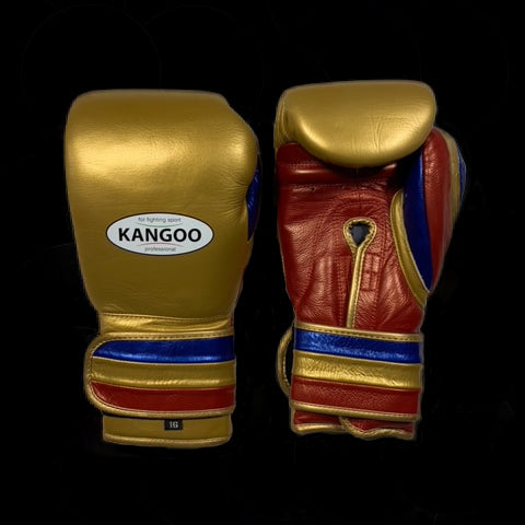 Guanto oro, blu e rosso Premium con velcro