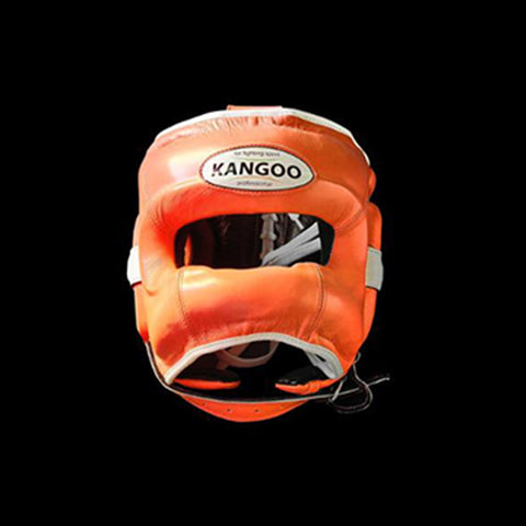 Orange Elite headgear with cheek protection.
